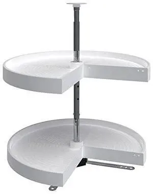 Rev-A-Shelf 24" Pie-Cut Dual Tier Lazy Susan Organizer for Corner Base Kitchen Cabinets, Plastic Home Rotating Storage Shelves, White, 2942-24-11-1 Rev-A-Shelf 24" Pie-Cut Dual Tier Lazy Susan Organizer for Corner Base Kitchen Cabinets, Plastic Home Rotating Storage Shelves, White, 2942-24-11-1