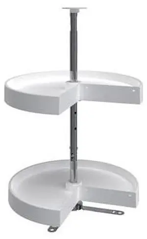 Rev-A-Shelf 18" Pie-Cut Dual Tier Lazy Susan Organizer for Corner Wall Kitchen Cabinets, Plastic Home Rotating Storage Shelves, White, 2942-18-11-1 Rev-A-Shelf 18" Pie-Cut Dual Tier Lazy Susan Organizer for Corner Wall Kitchen Cabinets, Plastic Home Rotating Storage Shelves, White, 2942-18-11-1