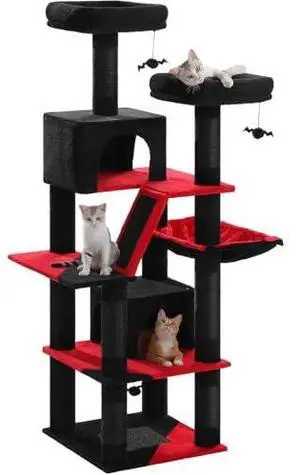 PAWZ Road 70 Inch Cat Tower, Gothic Cat Tree with 2 Cozy Condos, 2 Plush Perch, Large Basket, 2 Scraching Pad & 6 Scraching Posts for Indoor Cats Large Adult PAWZ Road 70 Inch Cat Tower, Gothic Cat Tree with 2 Cozy Condos, 2 Plush Perch, Large Basket, 2 Scraching Pad & 6 Scraching Posts for Indoor Cats Large Adult