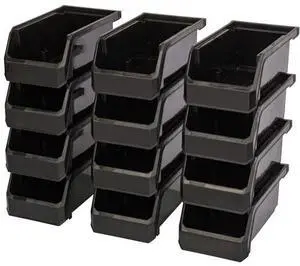 ReadySpace Plastic Containers for Organizing and Storage Bins for Drawers, Desks, Office Organization, and Garage, Stackable Bins, Small (3" x 7" x 4"), 12-Pack, Black ReadySpace Plastic Containers for Organizing and Storage Bins for Drawers, Desks, Office Organization, and Garage, Stackable Bins, Small (3" x 7" x 4"), 12-Pack, Black