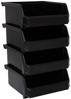 ReadySpace Plastic Containers for Organizing and Storage Bins for Drawers, Desks, Office Organization, and Garage, Stackable Bins, Medium-Wide (5" x 11" x 11"), 4-Pack, Black ReadySpace Plastic Containers for Organizing and Storage Bins for Drawers, Desks, Office Organization, and Garage, Stackable Bins, Medium-Wide (5" x 11" x 11"), 4-Pack, Black