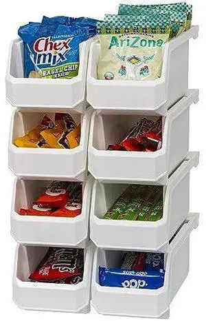 ReadySpace Plastic Containers for Organizing and Storage Bins for Closet, Kitchen, Office, Garage or Pantry Organization, Stackable Bins, Medium (11" x 5" x 5.5"), 8-Pack, White ReadySpace Plastic Containers for Organizing and Storage Bins for Closet, Kitchen, Office, Garage or Pantry Organization, Stackable Bins, Medium (11" x 5" x 5.5"), 8-Pack, White