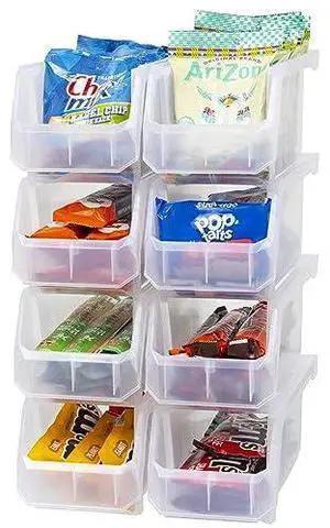 ReadySpace Medium Plastic Storage Bins, Stackable Organizer Containers for Closet Pantry Shelf Garage and Office Organization, Clear, 8 Pack ReadySpace Medium Plastic Storage Bins, Stackable Organizer Containers for Closet Pantry Shelf Garage and Office Organization, Clear, 8 Pack