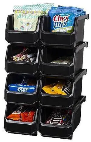 ReadySpace Plastic Containers for Organizing and Storage Bins for Closet, Kitchen, Office, Garage or Pantry Organization, Stackable Bins, Medium (11" x 5" x 5.5"), 8-Pack, Black ReadySpace Plastic Containers for Organizing and Storage Bins for Closet, Kitchen, Office, Garage or Pantry Organization, Stackable Bins, Medium (11" x 5" x 5.5"), 8-Pack, Black
