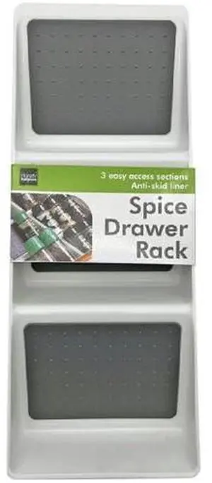 Kole Imports Drawer Spice Rack 3 Tier Anti-Skid Liner Kitchen Office Craft Kole Imports Drawer Spice Rack 3 Tier Anti-Skid Liner Kitchen Office Craft