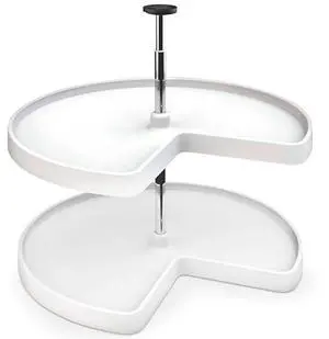 Rev-A-Shelf 28" Kidney Shaped Dual Tier Lazy Susan Organizer for Corner Base Kitchen Cabinets, Plastic Home Storage Shelves, 28" W x 22.5" D x 26" H, White, 3472-28-11-52 Rev-A-Shelf 28" Kidney Shaped Dual Tier Lazy Susan Organizer for Corner Base Kitchen Cabinets, Plastic Home Storage Shelves, 28" W x 22.5" D x 26" H, White, 3472-28-11-52