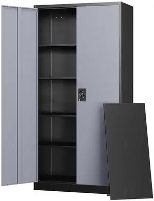 Metal Garage Storage Cabinets with Lock Door and Adjustable Shelves, Steel Tool Cabinets for Home,Office,Warehouse Organisieren (Black Grey, 72" H) Metal Garage Storage Cabinets with Lock Door and Adjustable Shelves, Steel Tool Cabinets for Home,Office,Warehouse Organisieren (Black Grey, 72" H)