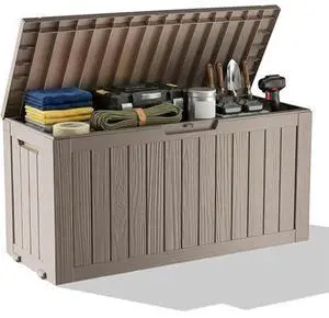 90 Gallon Outdoor Waterproof Storage Deck Box Lockable Outside Resin Bench UV Resistant Bin Patio Porch Pool Float Garden Furniture Cushion Tool Grey 90 Gallon Outdoor Waterproof Storage Deck Box Lockable Outside Resin Bench UV Resistant Bin Patio Porch Pool Float Garden Furniture Cushion Tool Grey