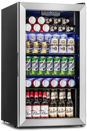 Beverage Refrigerator Cooler - 126 Can Mini Fridge Glass Door for Drinks Soda Beer Wine - Small Refrigerator for Office Bedroom Home Bar, 4 Adjustable Shelves, 3.2 Cu.Ft, Silver Beverage Refrigerator Cooler - 126 Can Mini Fridge Glass Door for Drinks Soda Beer Wine - Small Refrigerator for Office Bedroom Home Bar, 4 Adjustable Shelves, 3.2 Cu.Ft, Silver