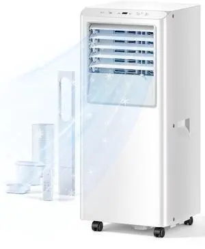 8,000 BTU Portable Air Conditioner - Cools Up to 350 Sq. Ft., 5-in-1 Portable AC Unit for Rooms with Remote Control, Sleep Mode, 24H Timer, Air Conditioner for Bedroom, Dorm, Apartment 8,000 BTU Portable Air Conditioner - Cools Up to 350 Sq. Ft., 5-in-1 Portable AC Unit for Rooms with Remote Control, Sleep Mode, 24H Timer, Air Conditioner for Bedroom, Dorm, Apartment