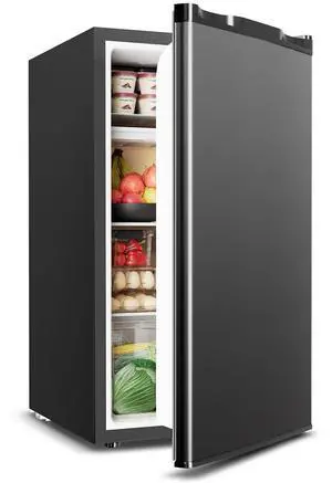 Mini Fridge with Freezer - 3.2 Cu.Ft Single Door Mini Refrigerator with Adjustable Thermostat, Energy Saving, Low Noise, Small Fridge for Bedroom, Office, Dorm, Apartment, Classroom - Black Mini Fridge with Freezer - 3.2 Cu.Ft Single Door Mini Refrigerator with Adjustable Thermostat, Energy Saving, Low Noise, Small Fridge for Bedroom, Office, Dorm, Apartment, Classroom - Black