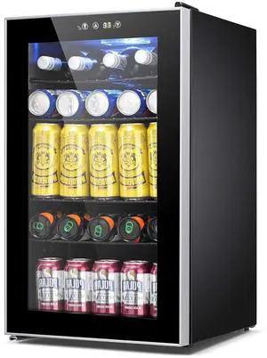 Mini Fridge Cooler, 95 Can Beverage Refrigerator with Glass Door, ETL Approved Wine Fridge with Digital Temperature Control, LED Light for Home, Office, Bar, and Game Room - 2.6 Cu.Ft. Black Mini Fridge Cooler, 95 Can Beverage Refrigerator with Glass Door, ETL Approved Wine Fridge with Digital Temperature Control, LED Light for Home, Office, Bar, and Game Room - 2.6 Cu.Ft. Black