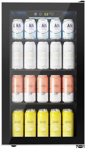 Mini Fridge Cooler, 130 Can Beverage Refrigerator with Glass Door, ETL Approved Wine Fridge with Digital Temperature Control, LED Light, Reversible Door for Home, Office, Bar - 3.2 Cu.Ft Mini Fridge Cooler, 130 Can Beverage Refrigerator with Glass Door, ETL Approved Wine Fridge with Digital Temperature Control, LED Light, Reversible Door for Home, Office, Bar - 3.2 Cu.Ft