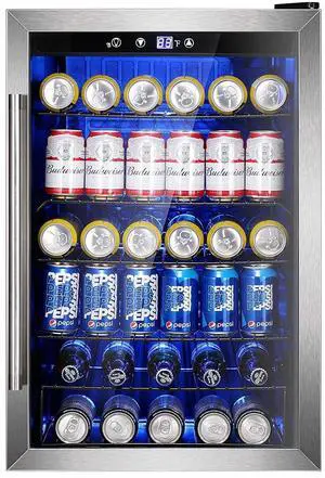 Wine Cooler 37 Bottle Freestanding Fridge with Stainless Steel Reversible Glass Door, 145 Can Beverage Refrigerator Quiet Compressor for Home Kitchen Bar, 4.5 Cu.ft Silver Wine Cooler 37 Bottle Freestanding Fridge with Stainless Steel Reversible Glass Door, 145 Can Beverage Refrigerator Quiet Compressor for Home Kitchen Bar, 4.5 Cu.ft Silver