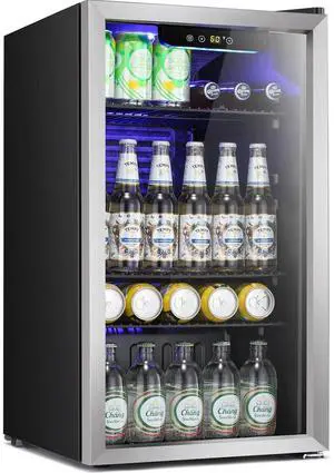 Mini Fridge -130 Can Beverage Refrigerator for Soda Beer or Wine, Stainless steel door frame, for Office or Bar with Adjustable Removable Shelves, Silver, 3.1 Cu.Ft Mini Fridge -130 Can Beverage Refrigerator for Soda Beer or Wine, Stainless steel door frame, for Office or Bar with Adjustable Removable Shelves, Silver, 3.1 Cu.Ft