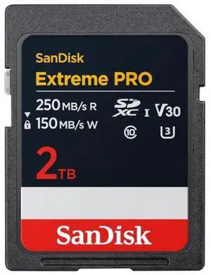 SANDISK 2TB Extreme PRO SDXC UHS-I Memory Card - Up to 250MBs - C10, U3, V30, 4K UHD, SD Card - SDSDXXD-2T00-GN4IN SANDISK 2TB Extreme PRO SDXC UHS-I Memory Card - Up to 250MBs - C10, U3, V30, 4K UHD, SD Card - SDSDXXD-2T00-GN4IN