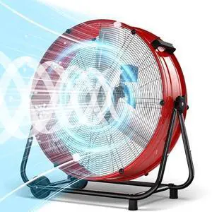 Mountman 24" High Velocity Floor Fan, 8800CFM Heavy Duty Industrial Drum Fan, 360° Tilt with 2 Casters, 320W, 3 Speeds, Handle, Outdoor Metal Shop Fan for Garage, Factory,Patio,Basement, Commercial Mountman 24" High Velocity Floor Fan, 8800CFM Heavy Duty Industrial Drum Fan, 360° Tilt with 2 Casters, 320W, 3 Speeds, Handle, Outdoor Metal Shop Fan for Garage, Factory,Patio,Basement, Commercial