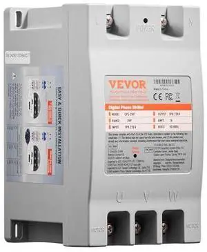 VEVOR 3 Phase Converter - 2HP 7A 220V Single Phase to 3 Phase Converter, 220V Input/Output, Digital Phase Shifter for Residential & Light Commercial Use (One Converter for One Motor Only) VEVOR 3 Phase Converter - 2HP 7A 220V Single Phase to 3 Phase Converter, 220V Input/Output, Digital Phase Shifter for Residential & Light Commercial Use (One Converter for One Motor Only)