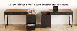 ODK Computer Desk with 5 Drawers, 53 Inch Office Desk with Printer Shelf, Reversible Work Desk for Home Office, Writing Table Desk for Storage, Rustic Brown ODK Computer Desk with 5 Drawers, 53 Inch Office Desk with Printer Shelf, Reversible Work Desk for Home Office, Writing Table Desk for Storage, Rustic Brown
