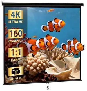 SUPER DEAL 120'' Projector Screen Projection Screen Manual Pull Down HD Screen 1:1 Format for Home Cinema Theater Presentation Education Outdoor Indoor Public Display, Black SUPER DEAL 120'' Projector Screen Projection Screen Manual Pull Down HD Screen 1:1 Format for Home Cinema Theater Presentation Education Outdoor Indoor Public Display, Black