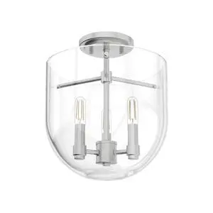 Hunter - Sacha 3-Light Brushed Nickel, Modern Style, Dimmable, Medium Size Flush Mount Light for Bedrooms, Kitchens, Dining, Living Rooms - 19321 Hunter - Sacha 3-Light Brushed Nickel, Modern Style, Dimmable, Medium Size Flush Mount Light for Bedrooms, Kitchens, Dining, Living Rooms - 19321