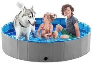 Foldable Dog Pet Bath Pool Collapsible Dog Pet Pool Bathing Tub Kiddie Pool Doggie Wading Pool for Puppy Small Medium Large Dogs Cats and Kids 55" Grey Foldable Dog Pet Bath Pool Collapsible Dog Pet Pool Bathing Tub Kiddie Pool Doggie Wading Pool for Puppy Small Medium Large Dogs Cats and Kids 55" Grey