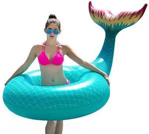 Giant Inflatable Mermaid Tail Pool Float with Fast Valves Summer Beach Swimming Pool Party Lounge Raft Decorations Toys for Adults Kids (Green) Giant Inflatable Mermaid Tail Pool Float with Fast Valves Summer Beach Swimming Pool Party Lounge Raft Decorations Toys for Adults Kids (Green)