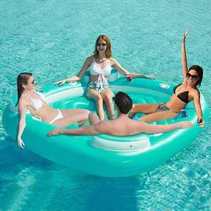 Floating Island Pool Float - Giant Inflatable Multi Person Pool Party Floats Swimming Pool Lounger Raft with Cup Holders Lake Floaties Beach Relaxation Water Float for Adults (Green, XL) Floating Island Pool Float - Giant Inflatable Multi Person Pool Party Floats Swimming Pool Lounger Raft with Cup Holders Lake Floaties Beach Relaxation Water Float for Adults (Green, XL)