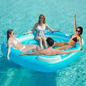 Floating Island Pool Float - Giant Inflatable Multi Person Pool Party Floats Swimming Pool Lounger Raft with Cup Holders Lake Floaties Beach Relaxation Water Float for Adults (Blue, XL) Floating Island Pool Float - Giant Inflatable Multi Person Pool Party Floats Swimming Pool Lounger Raft with Cup Holders Lake Floaties Beach Relaxation Water Float for Adults (Blue, XL)