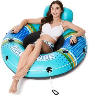 Inflatable River Tube Float - Heavy Duty River Float Pool Floats Lake Premium Water Tubes for Floating Recreational River Raft Lounge Floaties with 2 Cup Holders for Adult Inflatable River Tube Float - Heavy Duty River Float Pool Floats Lake Premium Water Tubes for Floating Recreational River Raft Lounge Floaties with 2 Cup Holders for Adult