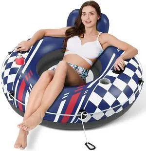 Inflatable River Tube Float - Heavy Duty River Float Pool Floats Lake Premium Water Tubes for Floating Recreational River Raft Lounge Floaties with 2 Cup Holders for Adult Inflatable River Tube Float - Heavy Duty River Float Pool Floats Lake Premium Water Tubes for Floating Recreational River Raft Lounge Floaties with 2 Cup Holders for Adult