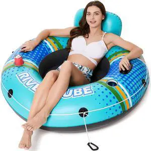 Inflatable River Tube Float - Heavy Duty River Float Pool Floats Lake Premium Water Tubes for Floating Recreational River Raft Lounge Floaties with 2 Cup Holders for Adult Inflatable River Tube Float - Heavy Duty River Float Pool Floats Lake Premium Water Tubes for Floating Recreational River Raft Lounge Floaties with 2 Cup Holders for Adult