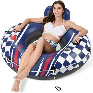 Inflatable River Tube Float - Heavy Duty River Float Pool Floats Lake Premium Water Tubes for Floating Recreational River Raft Lounge Floaties with 2 Cup Holders for Adult Inflatable River Tube Float - Heavy Duty River Float Pool Floats Lake Premium Water Tubes for Floating Recreational River Raft Lounge Floaties with 2 Cup Holders for Adult