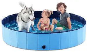 Foldable Dog Pet Bath Pool Collapsible Dog Pet Pool Bathing Tub Kiddie Pool Doggie Wading Pool for Puppy Small Medium Large Dogs Cats and Kids 63" Blue Foldable Dog Pet Bath Pool Collapsible Dog Pet Pool Bathing Tub Kiddie Pool Doggie Wading Pool for Puppy Small Medium Large Dogs Cats and Kids 63" Blue