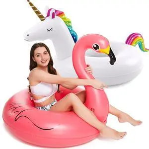 Inflatable Unicorn Flamingo Pool Floats - 2 Pack Pool Floaties Inflatables Rafts for Swimming Pool Tubes for Floating Lake Beach Floaty Swim Rings Pool Party Toys for Adults Kids Inflatable Unicorn Flamingo Pool Floats - 2 Pack Pool Floaties Inflatables Rafts for Swimming Pool Tubes for Floating Lake Beach Floaty Swim Rings Pool Party Toys for Adults Kids