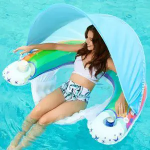 Pool Float with Canopy - Inflatable Pool Floaties Adult Floating Pool Chair Lounge Floats for Swimming Pool Water Chair Pool Lounger with Cup Holders Pool Toy Party Floaty for Adult Pool Float with Canopy - Inflatable Pool Floaties Adult Floating Pool Chair Lounge Floats for Swimming Pool Water Chair Pool Lounger with Cup Holders Pool Toy Party Floaty for Adult