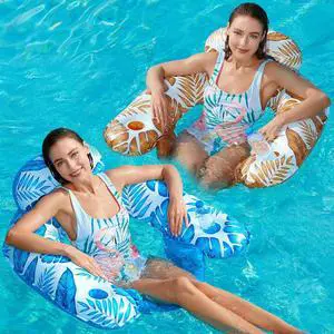 Inflatable Pool Float Chair - 2 Pack Floating Pool Chair Lounge Floats for Swimming Pool Water Chair Pool Lounger with Cup Holder Toy Party Floaties for Adults XL Inflatable Pool Float Chair - 2 Pack Floating Pool Chair Lounge Floats for Swimming Pool Water Chair Pool Lounger with Cup Holder Toy Party Floaties for Adults XL