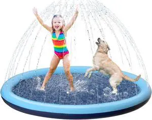 Kids Dog Splash Pad Sprinkler - Non Slip Dog Sprinkler Pad Splash Pool Puppy Dogs Pool Summer Outdoor Water Toys Backyard Durable Splash Pad for Toddlers Kids Small Medium Large Dogs Pet Kids Dog Splash Pad Sprinkler - Non Slip Dog Sprinkler Pad Splash Pool Puppy Dogs Pool Summer Outdoor Water Toys Backyard Durable Splash Pad for Toddlers Kids Small Medium Large Dogs Pet