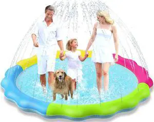 Kids Dog Splash Pad Sprinkler - Non Slip Dog Sprinkler Pad Splash Pool Puppy Dogs Pool Summer Outdoor Water Toys Backyard Durable Splash Pad for Toddlers Kids Small Medium Large Dogs Pet Kids Dog Splash Pad Sprinkler - Non Slip Dog Sprinkler Pad Splash Pool Puppy Dogs Pool Summer Outdoor Water Toys Backyard Durable Splash Pad for Toddlers Kids Small Medium Large Dogs Pet