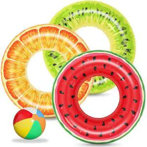 Inflatable Pool Floats Kids - 3 Pack Floaties Pool Tubes Swim Rings Fruit Water Floaty Watermelon Kiwi Orange Inflatable Pool Toys Float for Swimming Pool Party Lake Beach Kids Adults Inflatable Pool Floats Kids - 3 Pack Floaties Pool Tubes Swim Rings Fruit Water Floaty Watermelon Kiwi Orange Inflatable Pool Toys Float for Swimming Pool Party Lake Beach Kids Adults