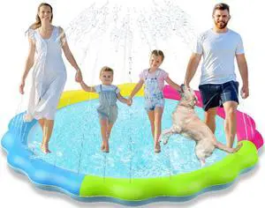 Kids Dog Splash Pad Sprinkler - Non Slip Dog Sprinkler Pad Splash Pool Puppy Dogs Pool Summer Outdoor Water Toys Backyard Durable Splash Pad for Toddlers Kids Small Medium Large Dogs Pet Kids Dog Splash Pad Sprinkler - Non Slip Dog Sprinkler Pad Splash Pool Puppy Dogs Pool Summer Outdoor Water Toys Backyard Durable Splash Pad for Toddlers Kids Small Medium Large Dogs Pet