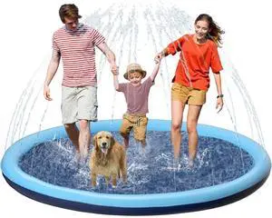Kids Dog Splash Pad Sprinkler - Non Slip Dog Sprinkler Pad Splash Pool Puppy Dogs Pool Summer Outdoor Water Toys Backyard Durable Splash Pad for Toddlers Kids Small Medium Large Dogs Pet Kids Dog Splash Pad Sprinkler - Non Slip Dog Sprinkler Pad Splash Pool Puppy Dogs Pool Summer Outdoor Water Toys Backyard Durable Splash Pad for Toddlers Kids Small Medium Large Dogs Pet