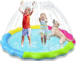 Kids Dog Splash Pad Sprinkler - Non Slip Dog Sprinkler Pad Splash Pool Puppy Dogs Pool Summer Outdoor Water Toys Backyard Durable Splash Pad for Toddlers Kids Small Medium Large Dogs Pet Kids Dog Splash Pad Sprinkler - Non Slip Dog Sprinkler Pad Splash Pool Puppy Dogs Pool Summer Outdoor Water Toys Backyard Durable Splash Pad for Toddlers Kids Small Medium Large Dogs Pet
