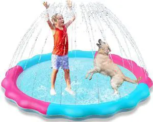 Kids Dog Splash Pad Sprinkler - Non Slip Dog Sprinkler Pad Splash Pool Puppy Dogs Pool Summer Outdoor Water Toys Backyard Durable Splash Pad for Toddlers Kids Small Medium Large Dogs Pet Kids Dog Splash Pad Sprinkler - Non Slip Dog Sprinkler Pad Splash Pool Puppy Dogs Pool Summer Outdoor Water Toys Backyard Durable Splash Pad for Toddlers Kids Small Medium Large Dogs Pet