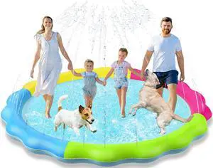 Kids Dog Splash Pad Sprinkler - Non Slip Dog Sprinkler Pad Splash Pool Puppy Dogs Pool Summer Outdoor Water Toys Backyard Durable Splash Pad for Toddlers Kids Small Medium Large Dogs Pet Kids Dog Splash Pad Sprinkler - Non Slip Dog Sprinkler Pad Splash Pool Puppy Dogs Pool Summer Outdoor Water Toys Backyard Durable Splash Pad for Toddlers Kids Small Medium Large Dogs Pet