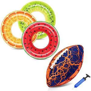 Inflatable Pool Floats Kids - 3 Pack Floaties Pool Tubes and Pool Beach Water Football - Waterproof Football Strong Grip Inflatable Pool Floats Kids - 3 Pack Floaties Pool Tubes and Pool Beach Water Football - Waterproof Football Strong Grip