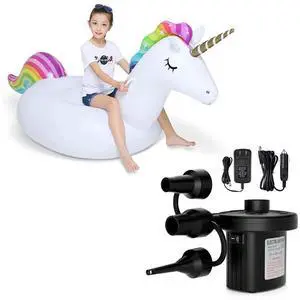 Big Inflatable Unicorn Pool Float Floatie and Electric Air Pump Big Inflatable Unicorn Pool Float Floatie and Electric Air Pump