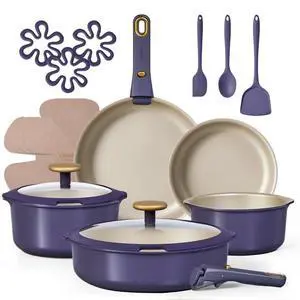 CAROTE 19 Pcs Pots and Pans Set, Nonstick Cookware Sets with Detachable Handle, Purple Dishwasher Safe, Oven Safe, Cookware Non Stick Cooking Set w/Frying Pans & Saucepans(PFOS, PFOA Free) CAROTE 19 Pcs Pots and Pans Set, Nonstick Cookware Sets with Detachable Handle, Purple Dishwasher Safe, Oven Safe, Cookware Non Stick Cooking Set w/Frying Pans & Saucepans(PFOS, PFOA Free)