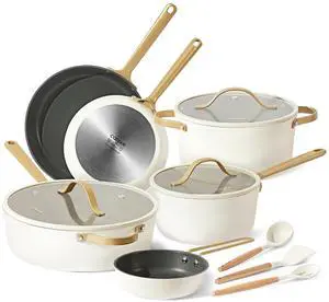 CAROTE 12PCS Saudi Collection Nonstick Cookware Set, Pots and Pans Set Non Stick, Dishwasher Safe, Oven Safe Up to 500°F, Cream and Gold CAROTE 12PCS Saudi Collection Nonstick Cookware Set, Pots and Pans Set Non Stick, Dishwasher Safe, Oven Safe Up to 500°F, Cream and Gold