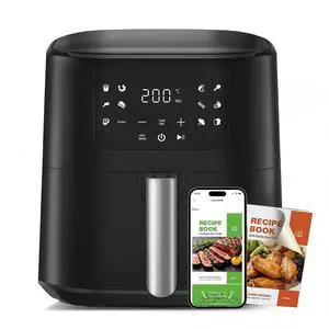Air Fryer 8-in-1 with 5 QT Capacity,180°-450°F Precision Heating, Air Fry, Roast, Broil, Reheats, Dehydrates, Less Oil, Features Shake Reminder, Large Touch Display with Auto Menus, Dark Black Air Fryer 8-in-1 with 5 QT Capacity,180°-450°F Precision Heating, Air Fry, Roast, Broil, Reheats, Dehydrates, Less Oil, Features Shake Reminder, Large Touch Display with Auto Menus, Dark Black